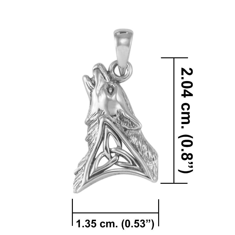 Celtic Howling Wolf Solid Gold Pendant GPD5717