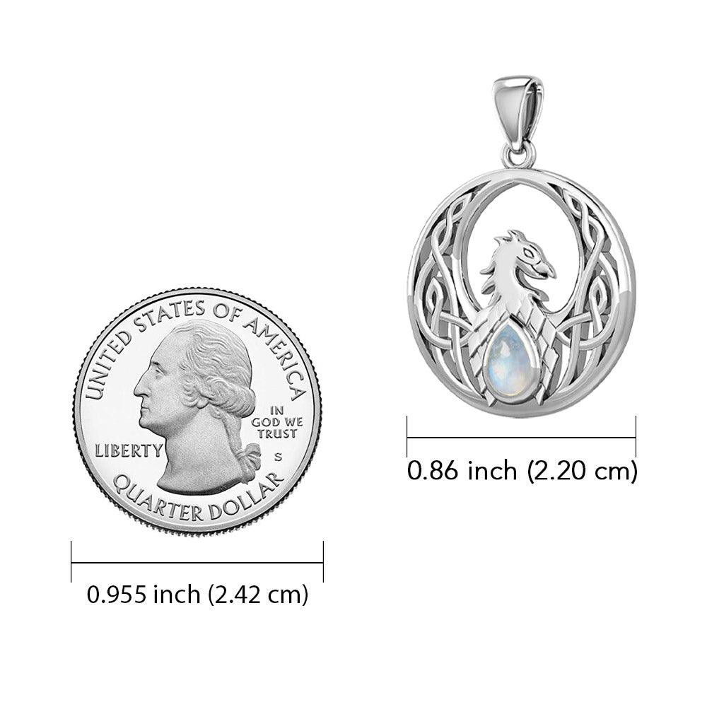 Celtic Phoenix 14K White Gold Pendant with Gemstone WPD5719