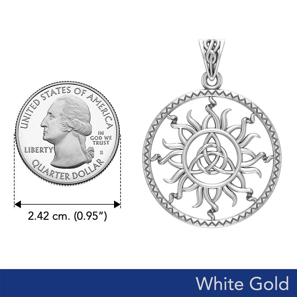 The Sun and Celtic Triquetra Solid White Gold Pendant WPD5928