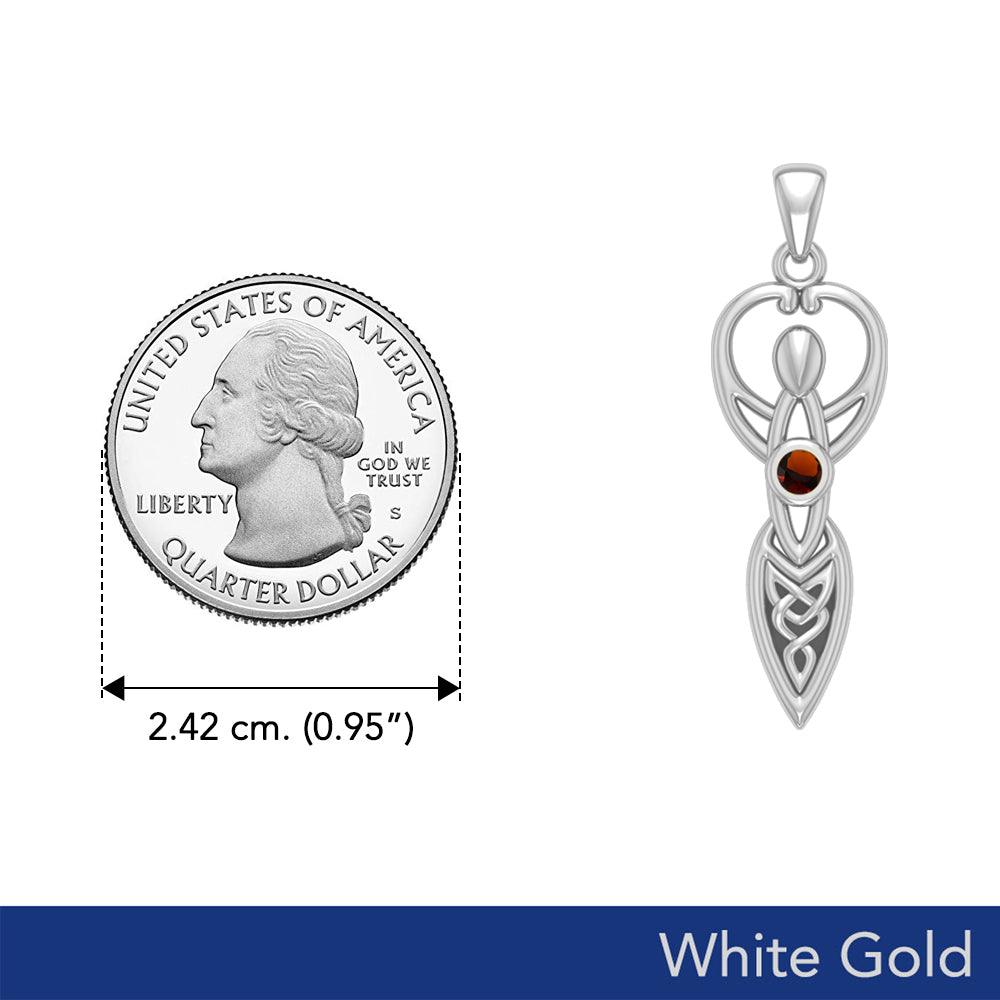 Celtic Infinity Goddess with Birthstone Solid White Gold Pendant WPD5959