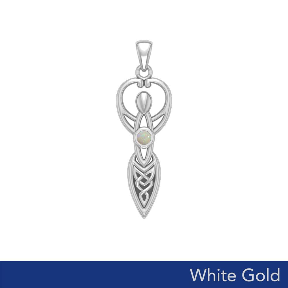 Celtic Infinity Goddess with Birthstone Solid White Gold Pendant WPD5959