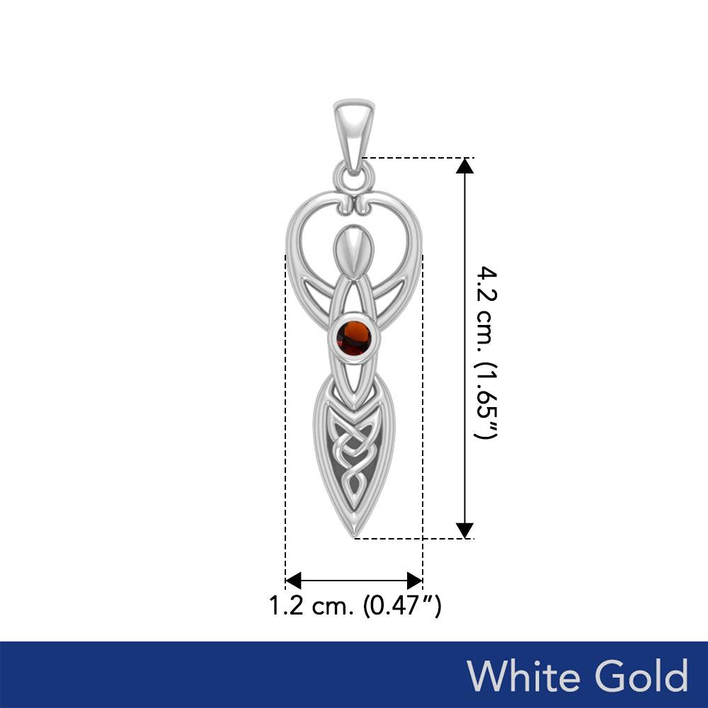 Celtic Infinity Goddess with Birthstone Solid White Gold Pendant WPD5959