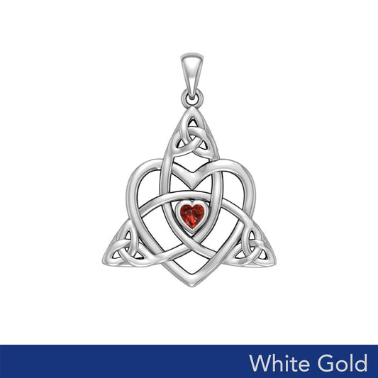 Celtic Heart Birthstone Trinity Solid White Gold Pendant WPD5990