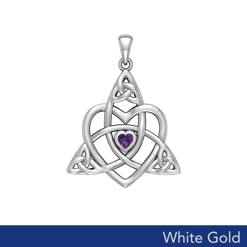 Celtic Heart Birthstone Trinity Solid White Gold Pendant WPD5990