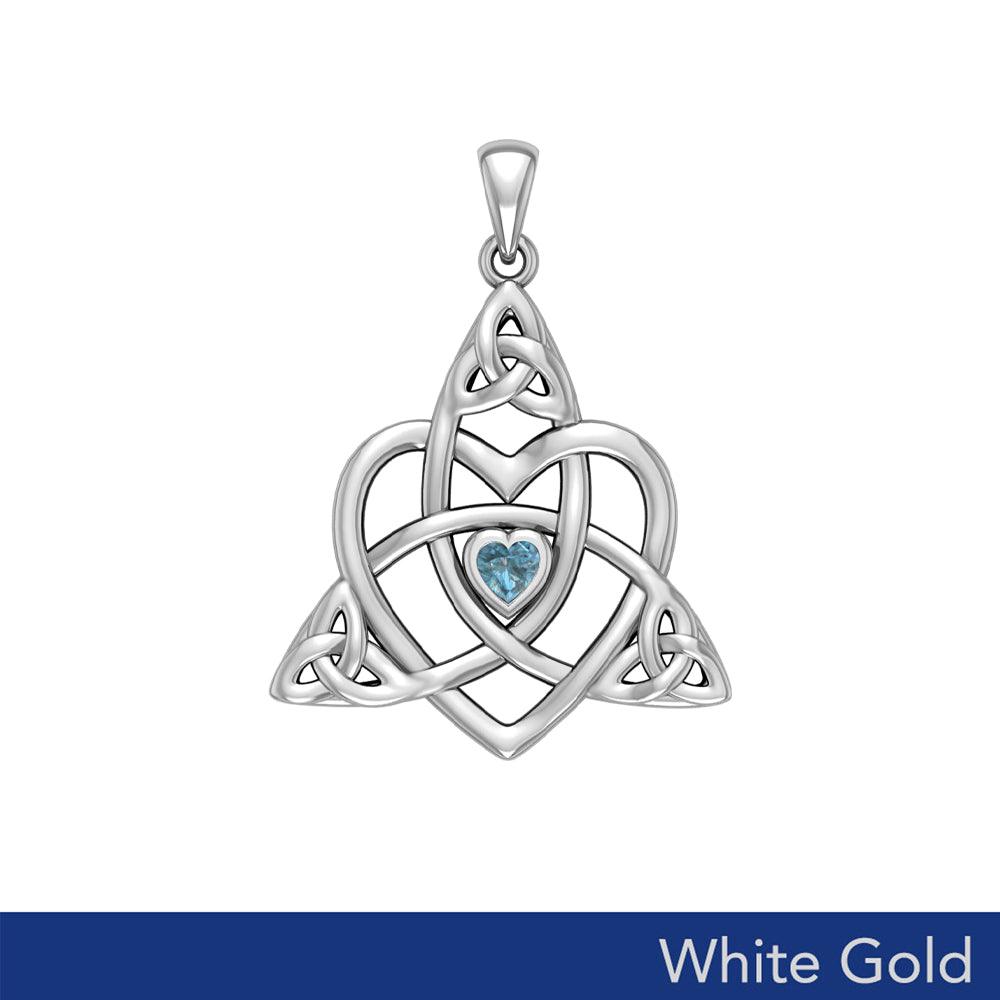 Celtic Heart Birthstone Trinity Solid White Gold Pendant WPD5990