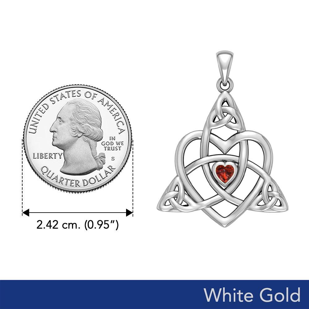 Celtic Heart Birthstone Trinity Solid White Gold Pendant WPD5990