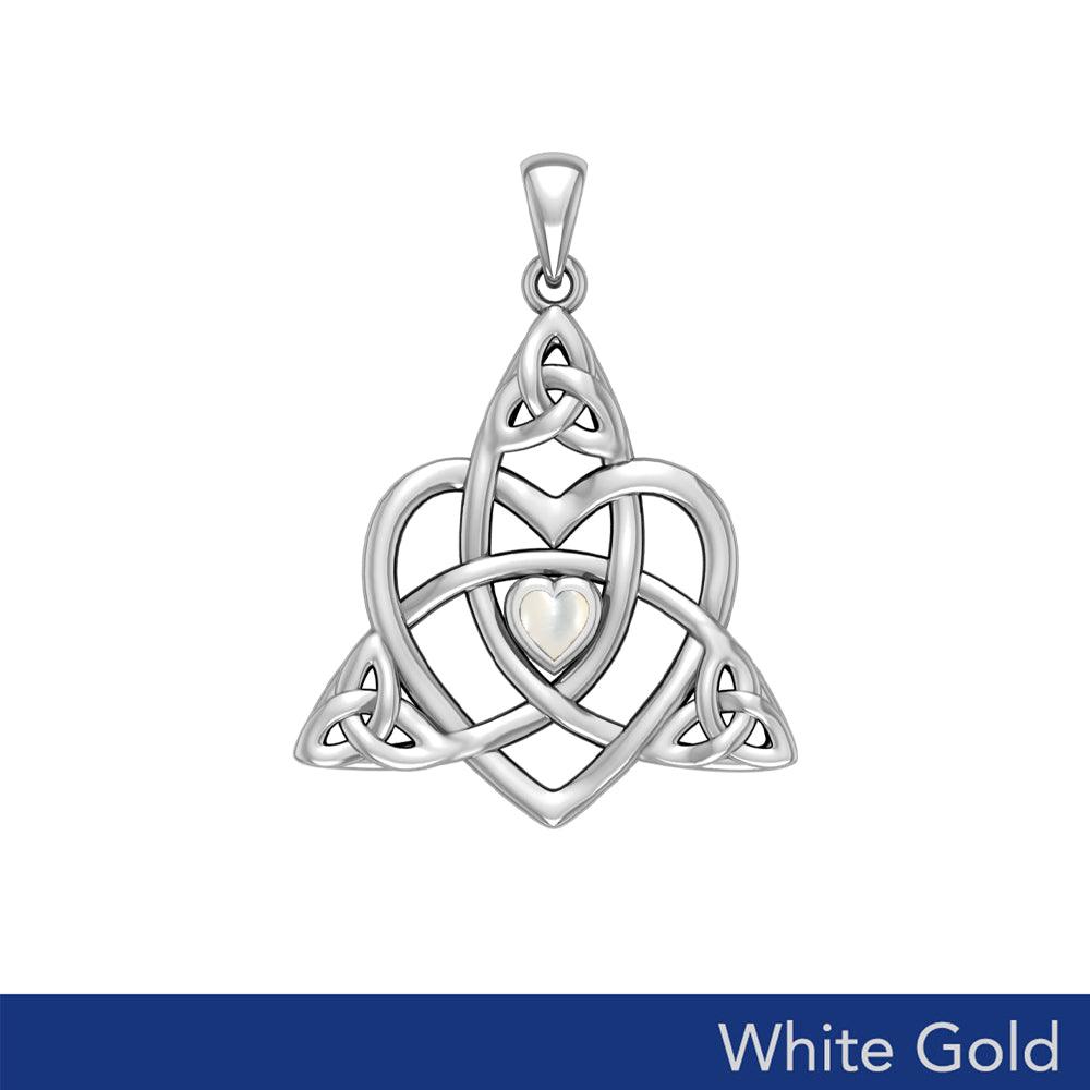 Celtic Heart Birthstone Trinity Solid White Gold Pendant WPD5990