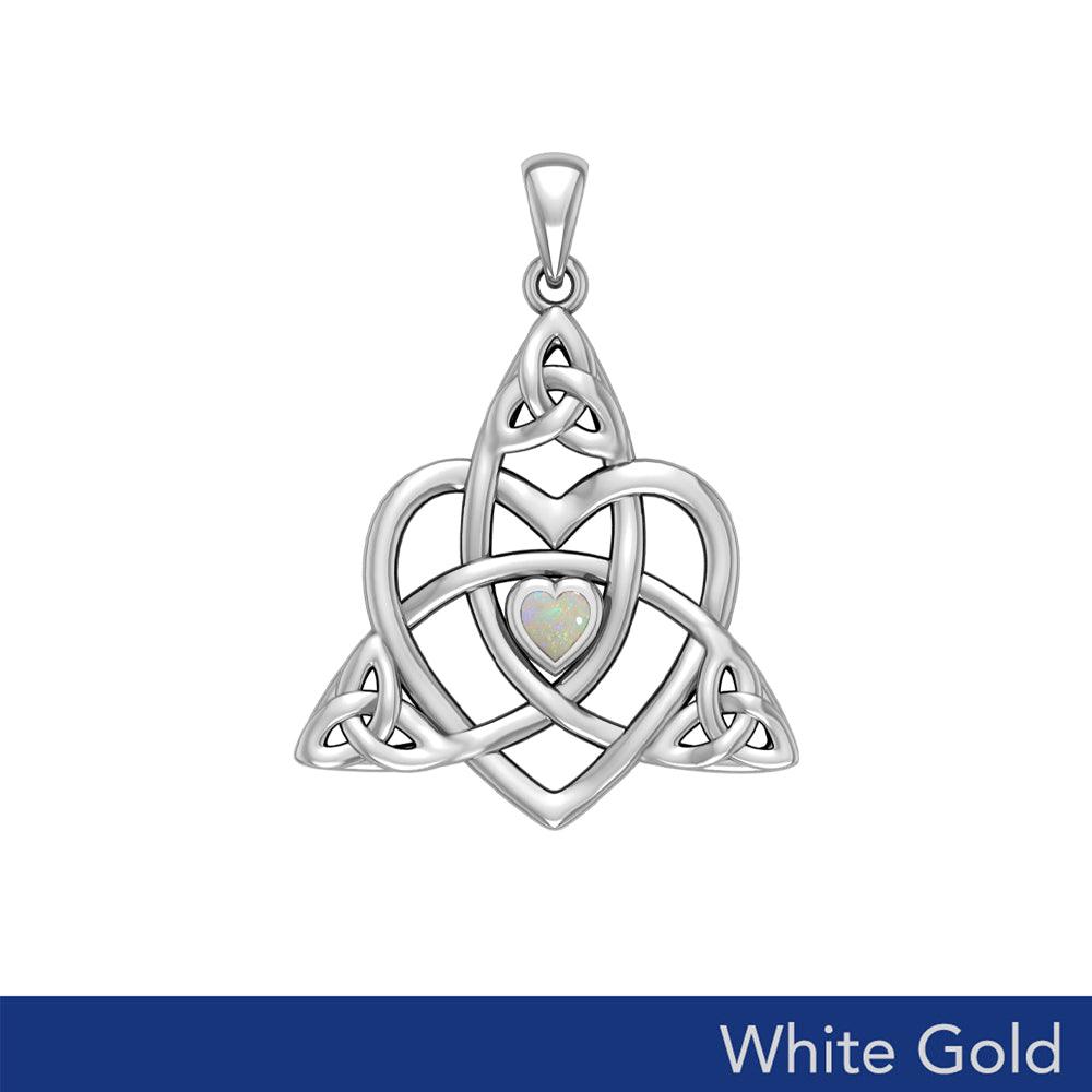 Celtic Heart Birthstone Trinity Solid White Gold Pendant WPD5990