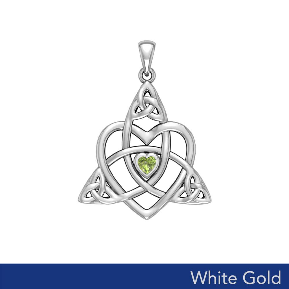 Celtic Heart Birthstone Trinity Solid White Gold Pendant WPD5990