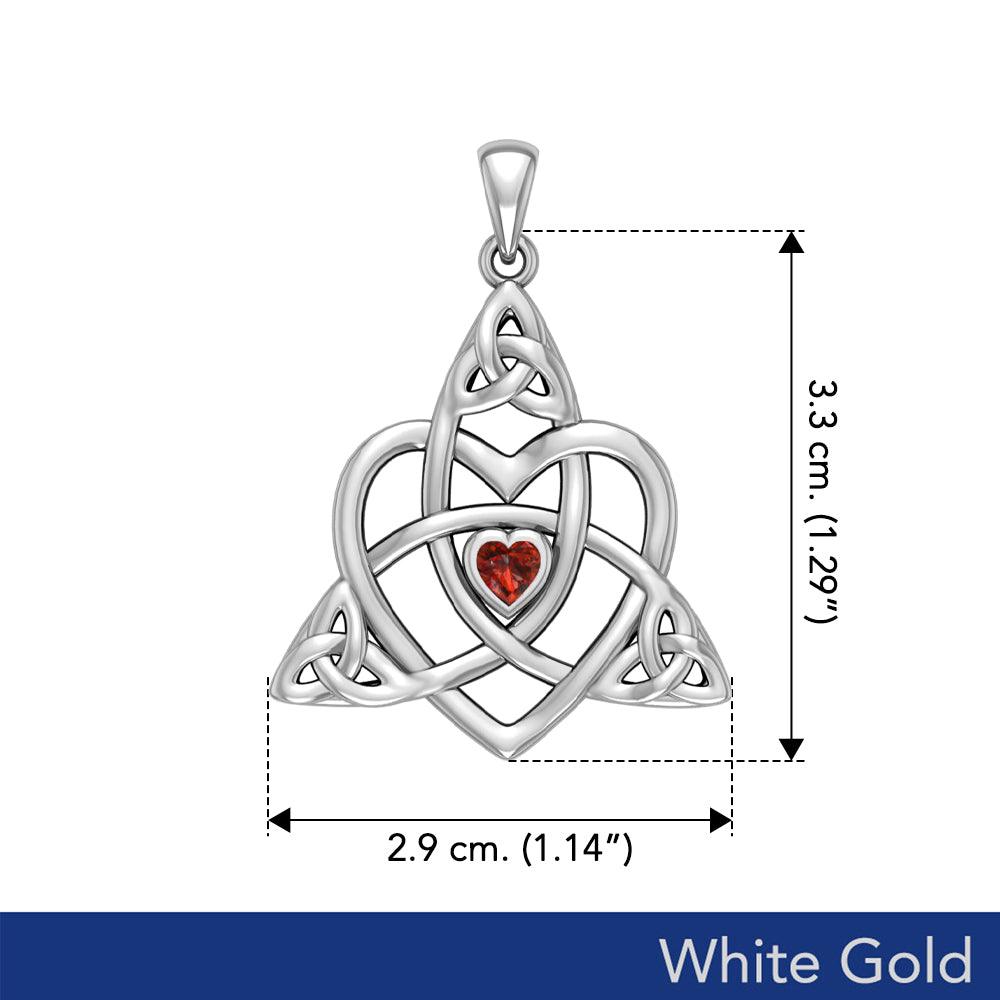Celtic Heart Birthstone Trinity Solid White Gold Pendant WPD5990