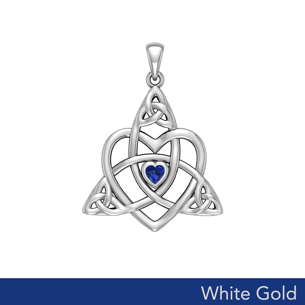 Celtic Heart Birthstone Trinity Solid White Gold Pendant WPD5990