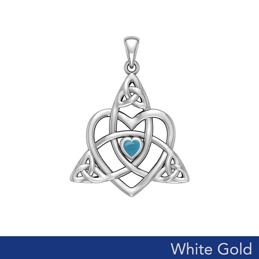Celtic Heart Birthstone Trinity Solid White Gold Pendant WPD5990
