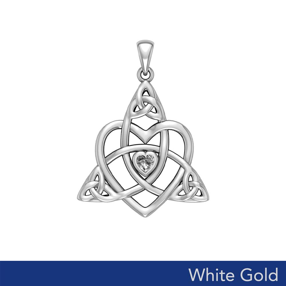 Celtic Heart Birthstone Trinity Solid White Gold Pendant WPD5990