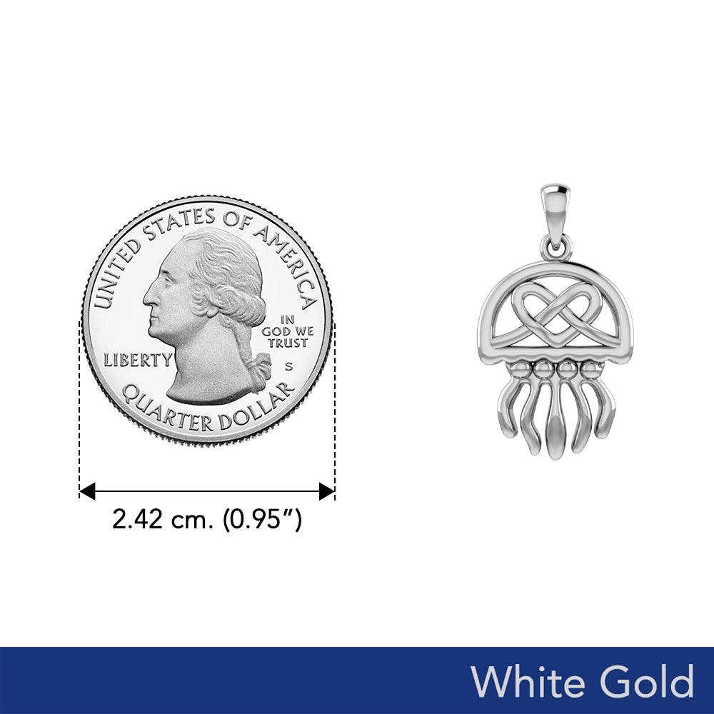 Jellyfish with Celtic Heart Solid White Gold Pendant WPD6078