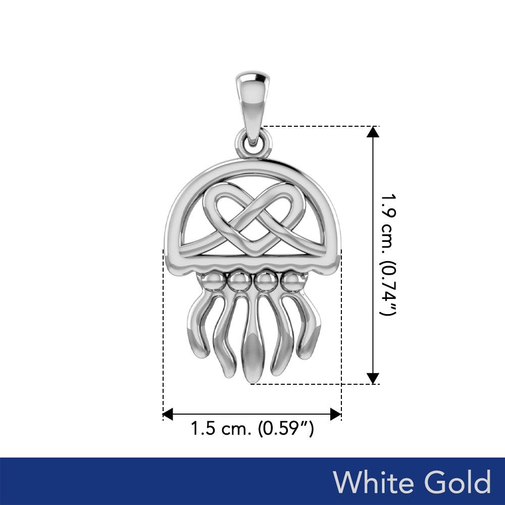 Jellyfish with Celtic Heart Solid White Gold Pendant WPD6078