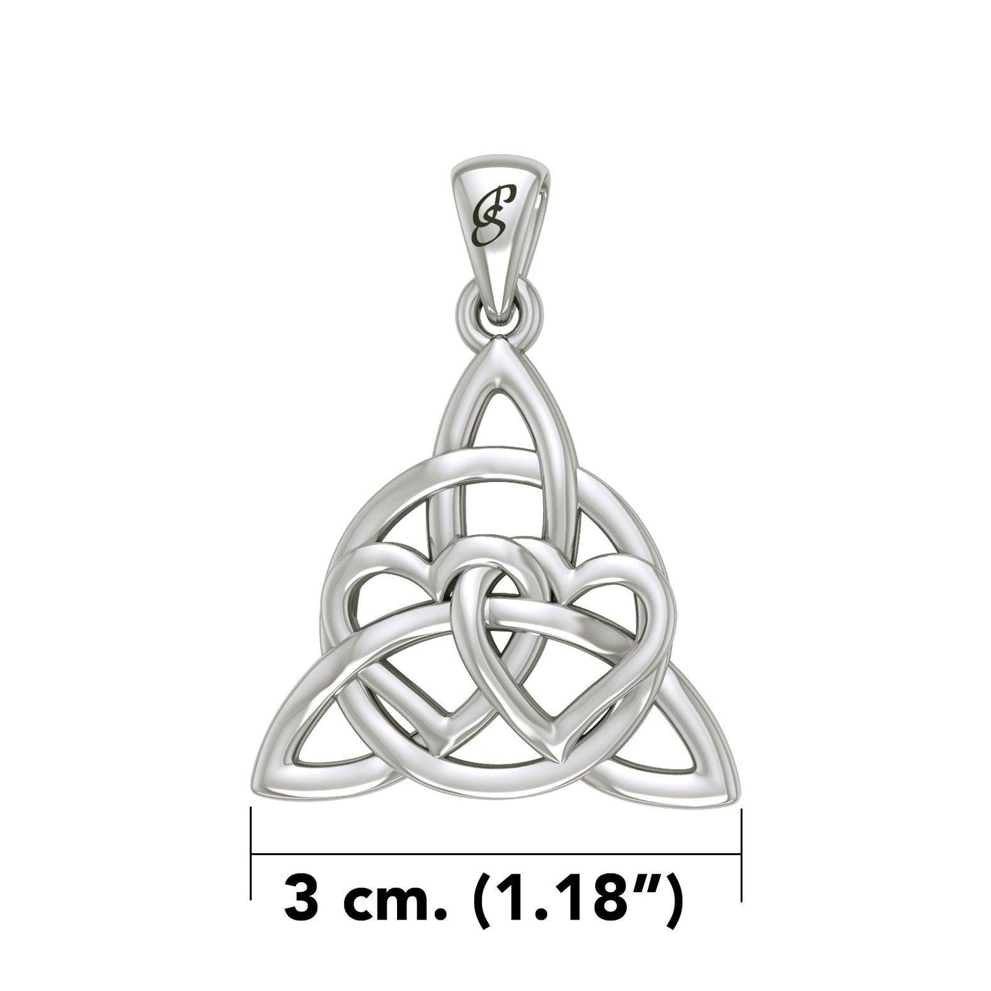Enchantment White Gold Double Hearts Connected with Magic Celtic Triquetra Pendant - WPD6194 by Peter Stone