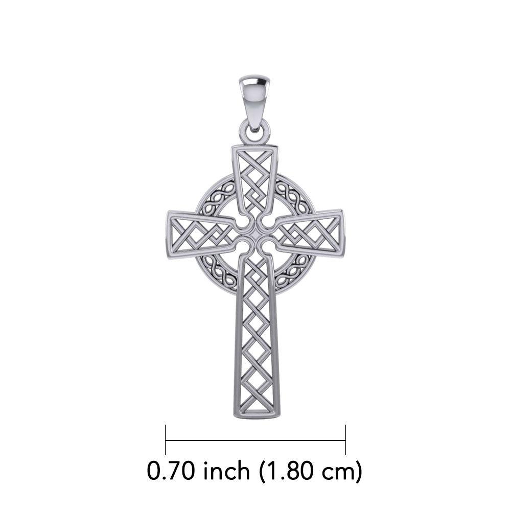 Modern Celtic Cross 14K White Gold Pendant WTP1031
