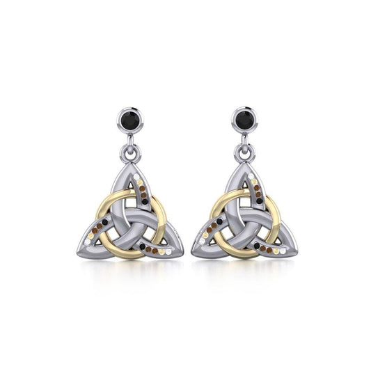 Celtic Trinity Knot Silver and Gold Earrings MER704