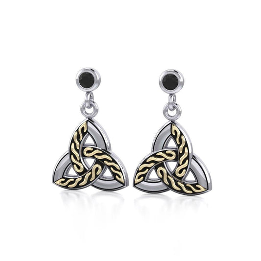 Celtic Trinity Knot Silver and Gold Post Earrings MER705