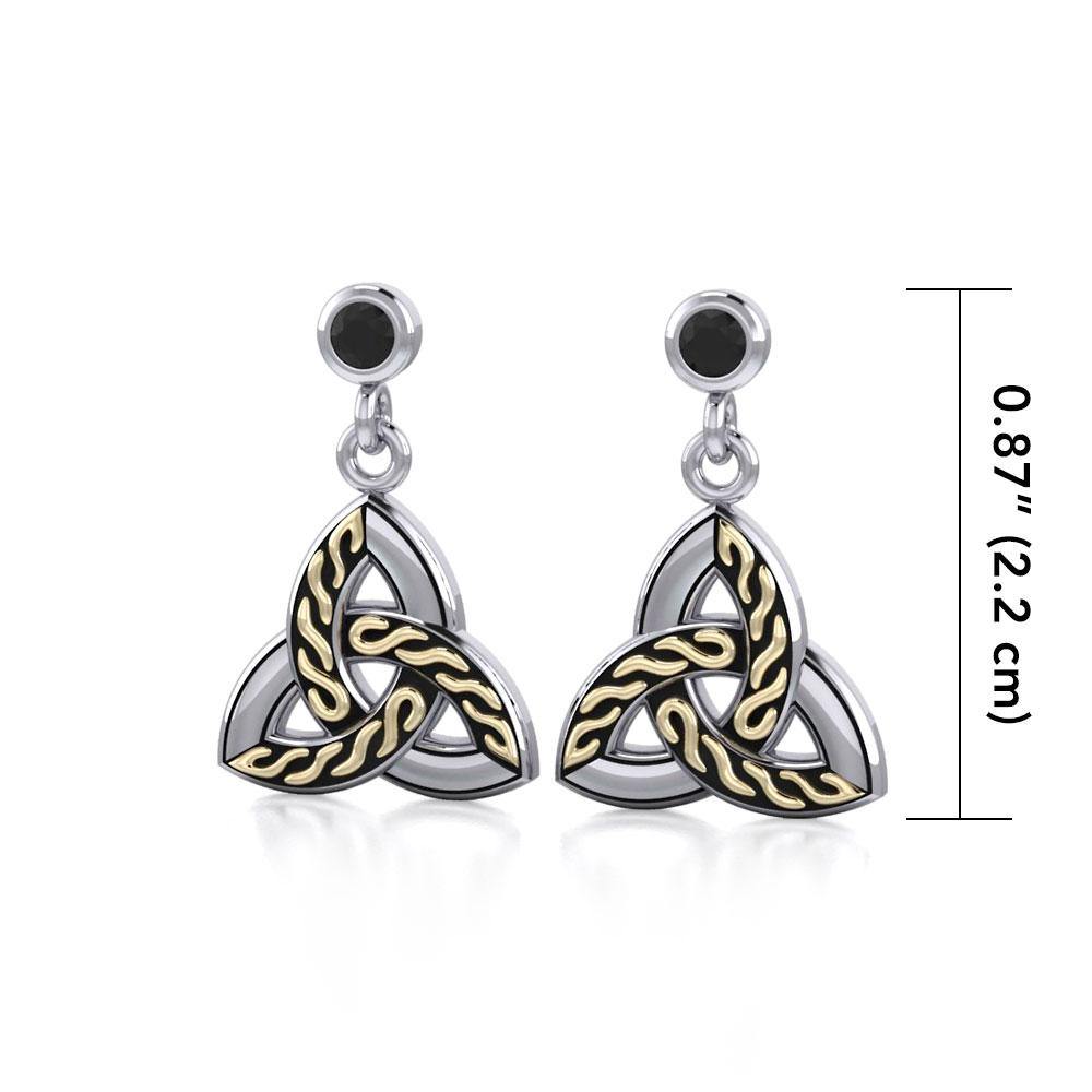 Celtic Trinity Knot Silver and Gold Post Earrings MER705