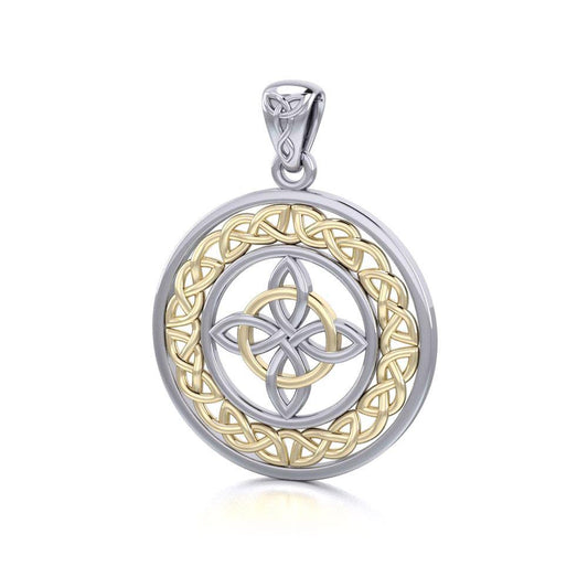 Celtic Knotwork Sterling Silver  with 14K Gold accent Pendant MPD728