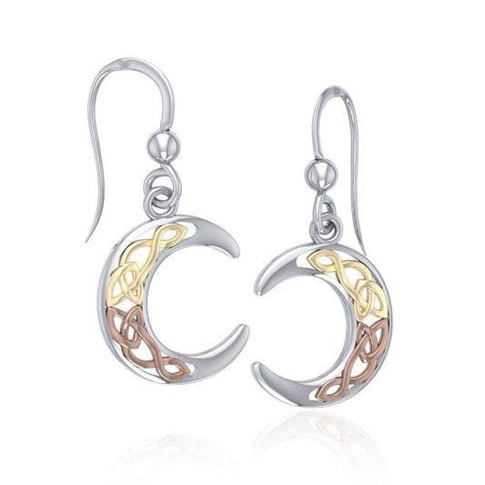 Celtic Crescent Moon Three Tone Earrings OTE2007