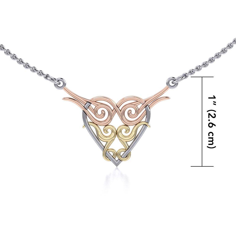 Celtic Spiral Heart Three Tone Necklace OTN276