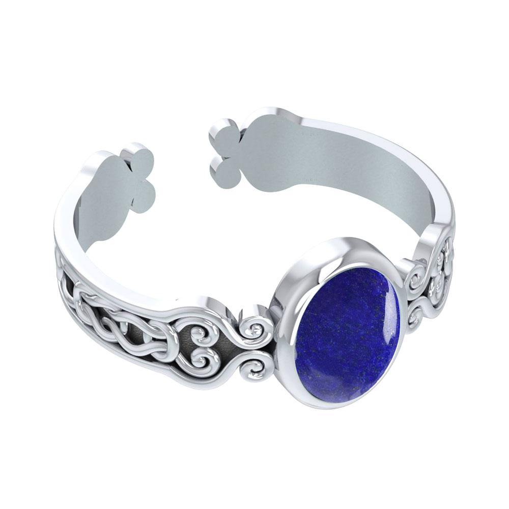 Celtic Knot Spiral Cuff Bracelet with Synthetic Lapis TBA186