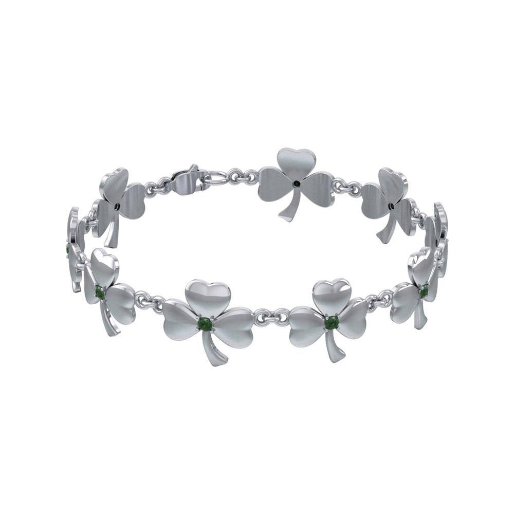 Celtic Shamrock Link Sterling Silver Bracelet TBG713