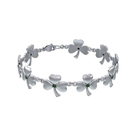 Celtic Shamrock Link Sterling Silver Bracelet TBG713