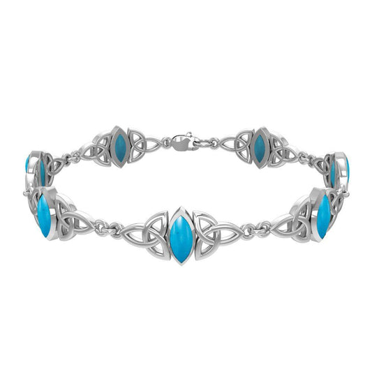 Sterling Silver Celtic Trinity Knot with Gemstone Link Bracelet TBG740