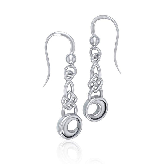 Celtic Knot With Crescent Moon Sterling Silver Earrings TE1125