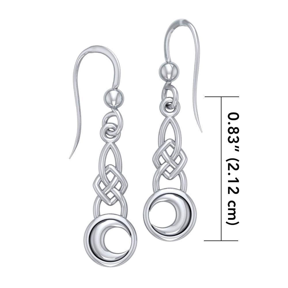 Celtic Knot With Crescent Moon Sterling Silver Earrings TE1125