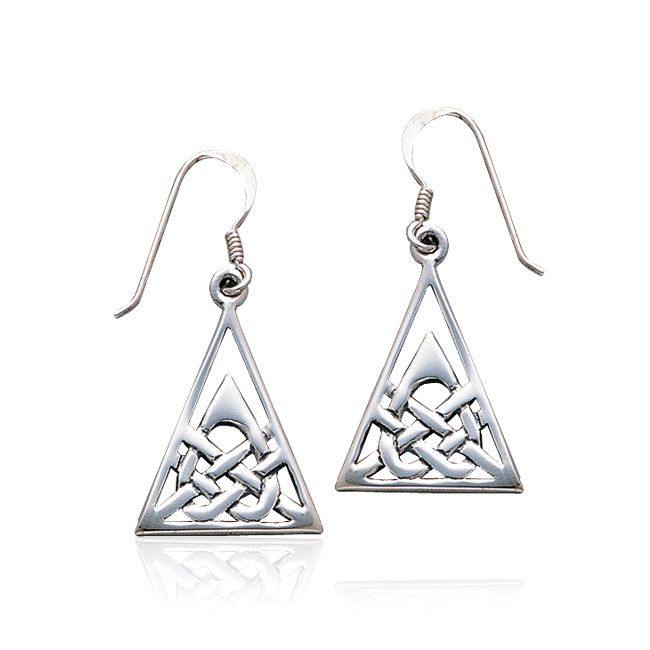 Celtic Knotwork Triangle Sterling Silver Earrings TE118