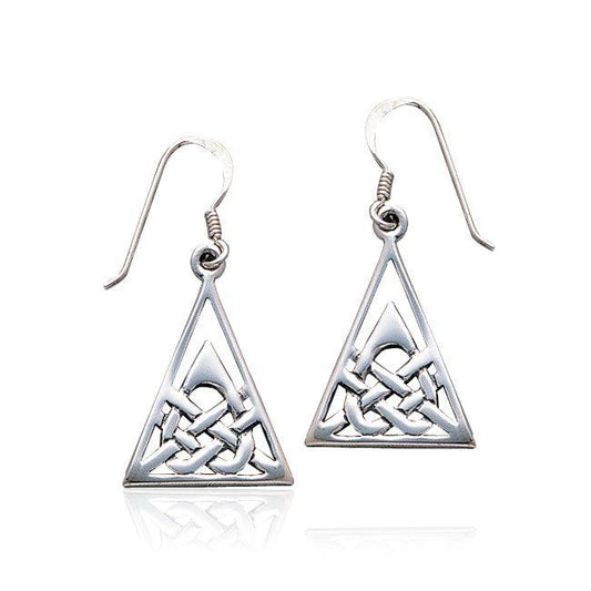 Celtic Knotwork Triangle Sterling Silver Earrings TE118