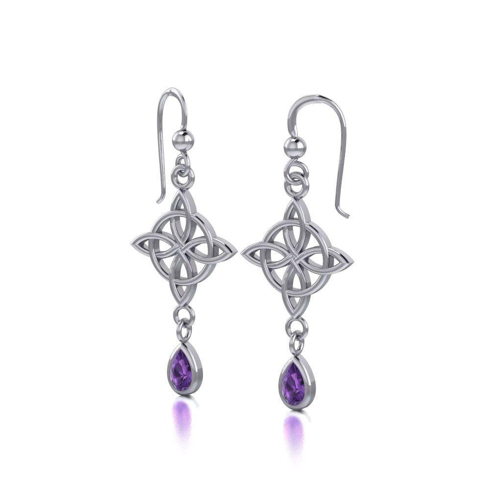 Celtic Quaternary Knot Sterling Silver Earrings TE2891