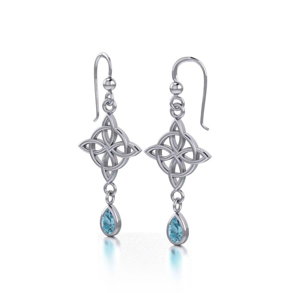 Celtic Quaternary Knot Sterling Silver Earrings TE2891