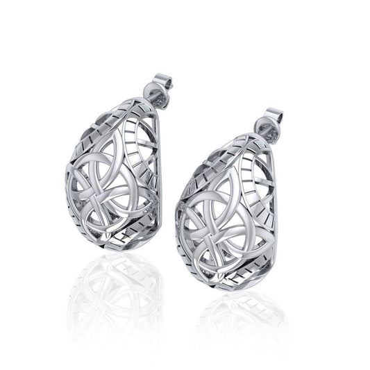 Celtic Four Point Knot Silver Post Earrings TER1681