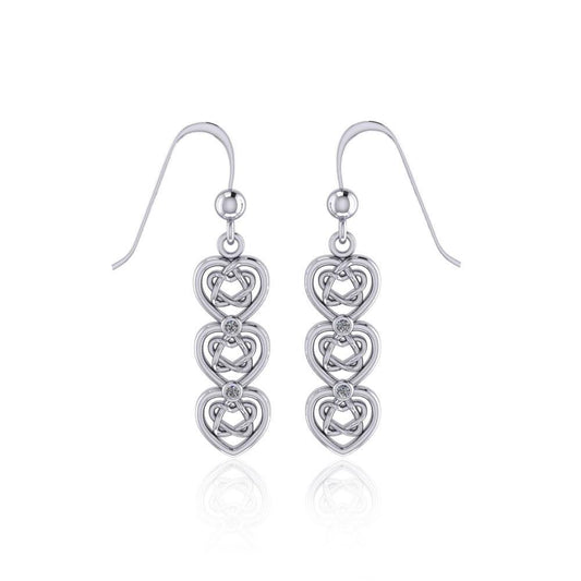 Celtic Knotwork Heart Sterling Silver Earrings with Gemstone TER1689
