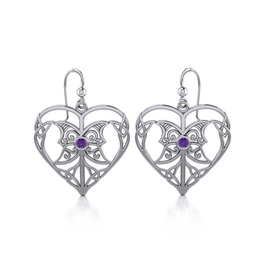 Celtic Triple Goddess Love Peace Sterling Silver Earrings with Gemstone TER1702