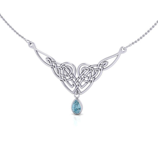 Celtic Knotwork Sterling Silver Necklace with Gemstones TN066