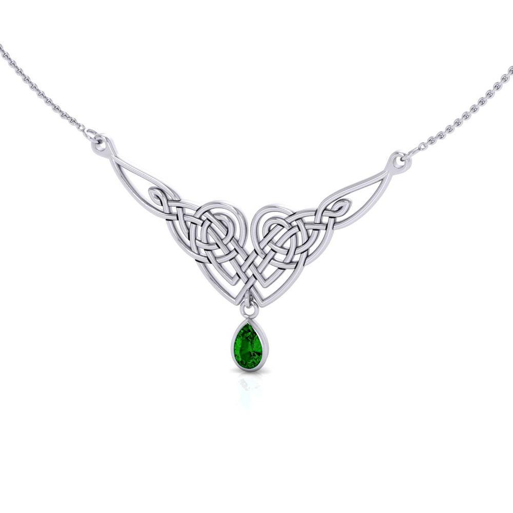 Celtic Knotwork Sterling Silver Necklace with Gemstones TN066