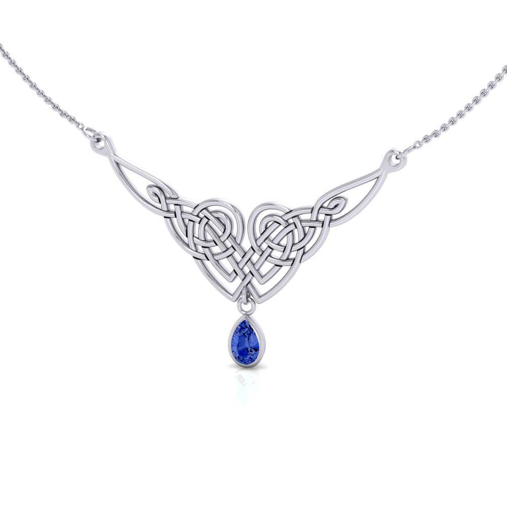 Celtic Knotwork Sterling Silver Necklace with Gemstones TN066