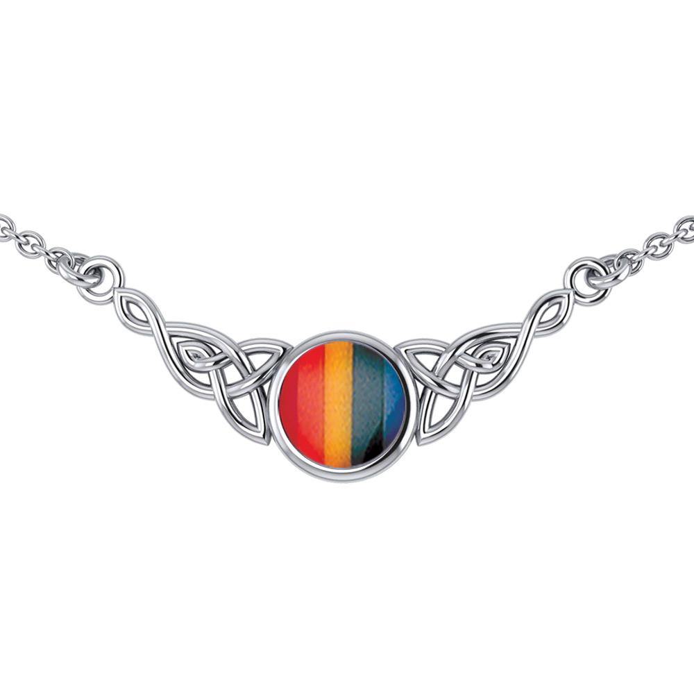 Wear the gift of interconnectedness ~ Sterling Silver Celtic Knotwork Necklace with a Gemstone centerpiece TN224