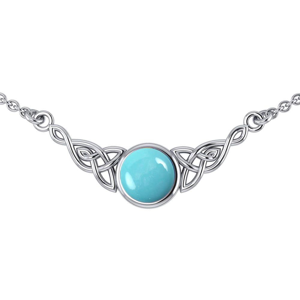 Wear the gift of interconnectedness ~ Sterling Silver Celtic Knotwork Necklace with a Gemstone centerpiece TN224