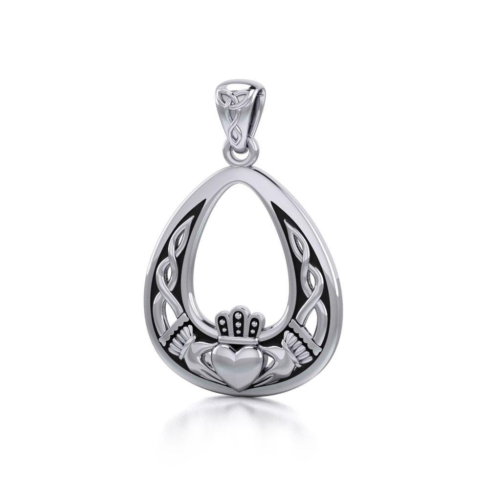 Celtic Knotwork Claddagh Silver Pendant TPD3034