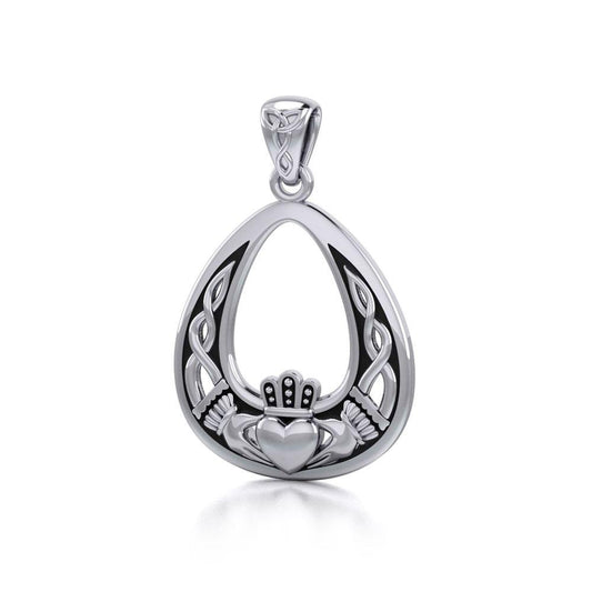 Celtic Knotwork Claddagh Silver Pendant TPD3034