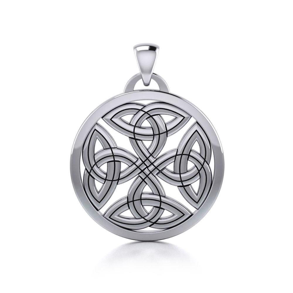 Celtic Trinity Quaternary Knot Silver Pendant TPD4631