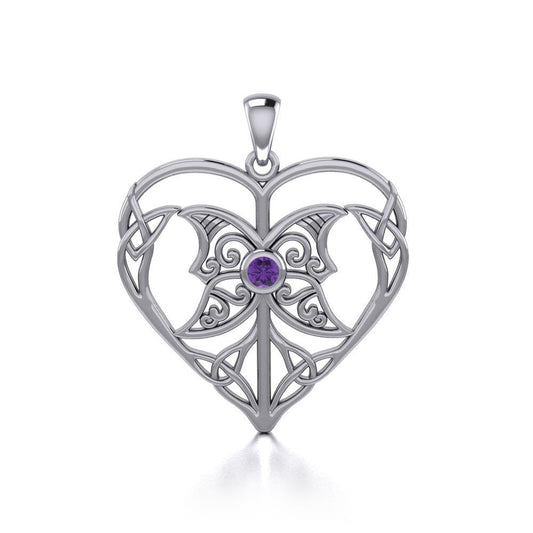 Celtic Triple Goddess Love Peace Sterling Silver Pendant with Gemstone TPD5105