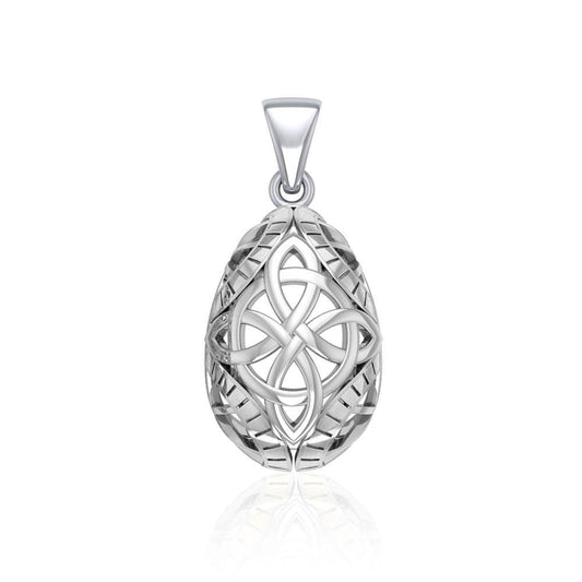 Teardrop Shape  Celtic Four Point Knot Silver Pendant TPD5166